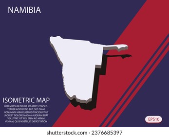 White isometric map of Namibia elements Blue And Red background for concept map easy to edit and customize. eps 10