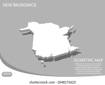 white isometric map of New Brunswick elements gray
 background for concept map easy to edit and customize. eps 10