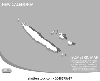 white isometric map of New Caledonia elements gray
 background for concept map easy to edit and customize. eps 10
