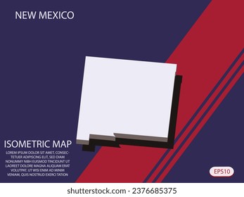 White isometric map of New Mexico elements Blue And Red background for concept map easy to edit and customize. eps 10