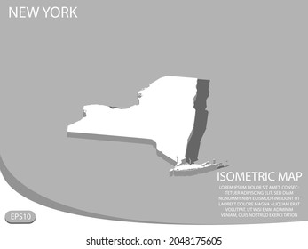 white isometric map of New York elements gray
 background for concept map easy to edit and customize. eps 10
