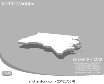 white isometric map of North Carolina elements gray
 background for concept map easy to edit and customize. eps 10