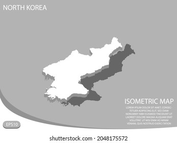 mapa isométrico blanco de los elementos de Corea del Norte gris
 fondo para el mapa de concepto fácil de editar y personalizar. Pasos 10