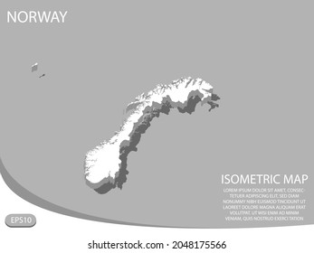 white isometric map of Norway elements gray
 background for concept map easy to edit and customize. eps 10