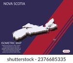 White isometric map of Nova Scotia elements Blue And Red background for concept map easy to edit and customize. eps 10