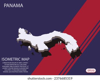 White isometric map of Panama elements Blue And Red background for concept map easy to edit and customize. eps 10