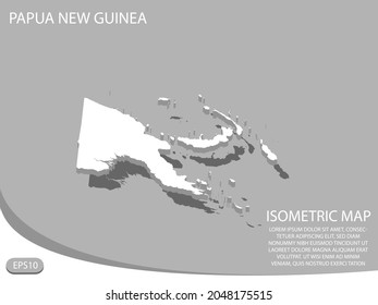 white isometric map of Papua New Guinea elements gray
 background for concept map easy to edit and customize. eps 10