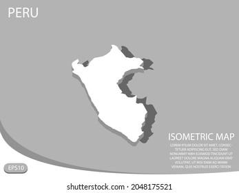 white isometric map of Peru elements gray
 background for concept map easy to edit and customize. eps 10