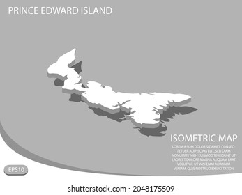 white isometric map of Prince Edward Island elements gray
 background for concept map easy to edit and customize. eps 10