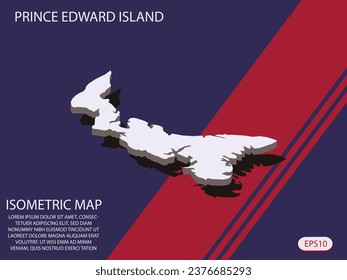White isometric map of Prince Edward Island elements Blue And Red background for concept map easy to edit and customize. eps 10