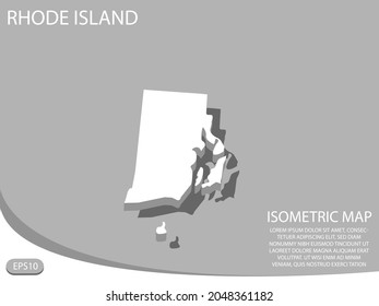 white isometric map of Rhode Island elements gray
 background for concept map easy to edit and customize. eps 10