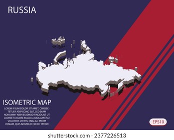 Mapa isométrico blanco de los elementos de Rusia Azul y Rojo fondo para el mapa conceptual fácil de editar y personalizar. Pasos 10