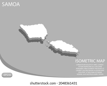 white isometric map of Samoa elements gray
 background for concept map easy to edit and customize. eps 10