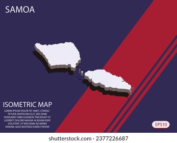 White isometric map of Samoa elements Blue And Red background for concept map easy to edit and customize. eps 10