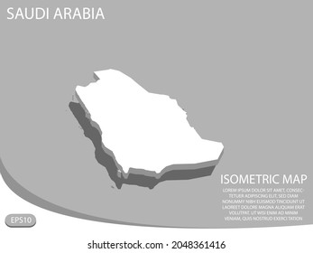 white isometric map of Saudi Arabia elements gray
 background for concept map easy to edit and customize. eps 10