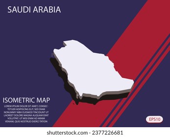 White isometric map of Saudi Arabia elements Blue And Red background for concept map easy to edit and customize. eps 10