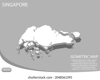 mapa isométrico blanco de los elementos de Singapur gris
 fondo para el mapa de concepto fácil de editar y personalizar. Pasos 10