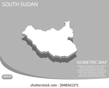 white isometric map of South Sudan elements gray
 background for concept map easy to edit and customize. eps 10
