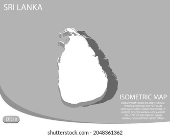 white isometric map of Sri Lanka elements gray
 background for concept map easy to edit and customize. eps 10