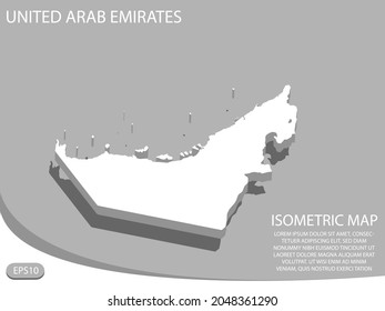 white isometric map of United Arab Emirates elements gray
 background for concept map easy to edit and customize. eps 10