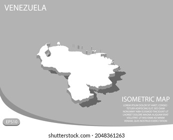 weiße isometrische Karte der venezolanischen Elemente grau
 Hintergrund für leicht zu bearbeitende und anpassende Konzeptkarte. eps10