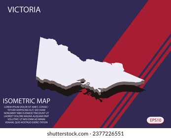 White isometric map of Victoria elements Blue And Red background for concept map easy to edit and customize. eps 10