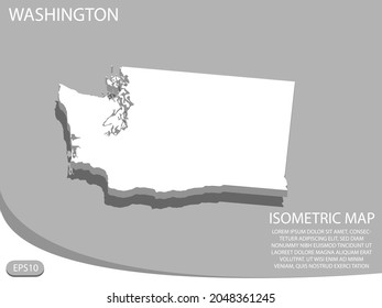 white isometric map of Washington elements gray
 background for concept map easy to edit and customize. eps 10