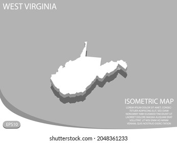 white isometric map of West Virginia elements gray
 background for concept map easy to edit and customize. eps 10