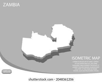 mapa isométrico blanco de los elementos de Zambia gris
 fondo para el mapa de concepto fácil de editar y personalizar. Pasos 10