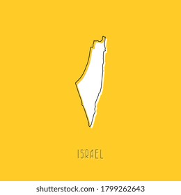 White Israel country map with black outline on yellow background. Simple geographic territory template concept. Vector illustration easy to edit and customize. EPS10