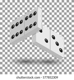 White items for a game of dominoes with shadow. Flat 3D isometric style, vector illustration.