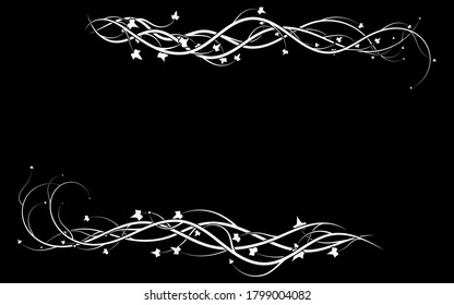white ivy weaving frame on a black background. vector illustration stock