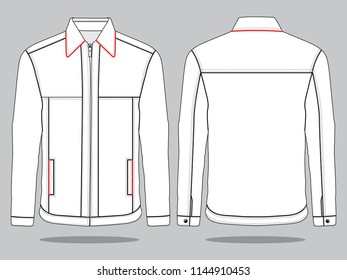 White Jacket Design Vector : Red Ribbed