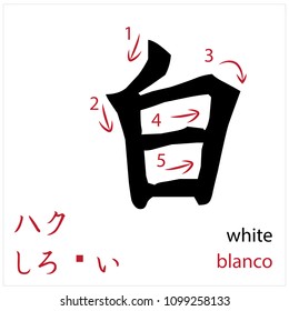 White. Japanese flash card vector design for students