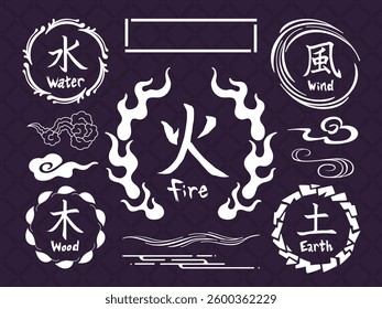 White Japanese style frame set with nature images