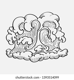Vector de fondo de onda japonés blanco