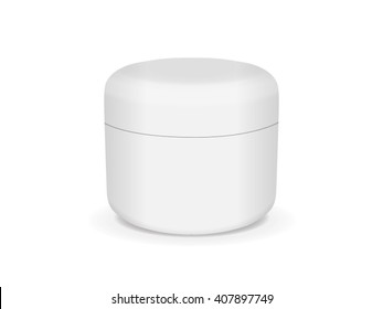 white jar of hand cream or gel with a silver stripe for your design Mock Up Vector EPS10