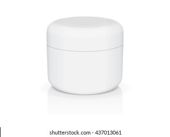 white jar of hand cream or gel with a silver stripe for your design Mock Up Vector EPS10
