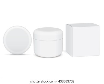 white jar of hand cream or gel with a silver stripe for your design Mock Up Vector EPS10