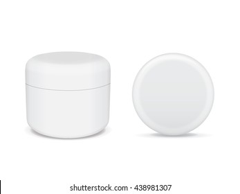 White Jar Of Hand Cream Or Gel With A Silver Stripe For Your Design Mock Up Vector EPS10