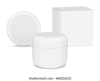 white jar of hand cream or gel with a silver stripe for your design Mock Up Vector EPS10