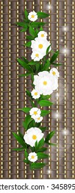 White jasmine on a wicker fence.