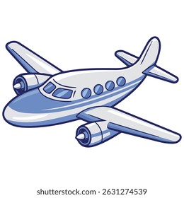 white jet airplane air transport isolated vector illustration on white background