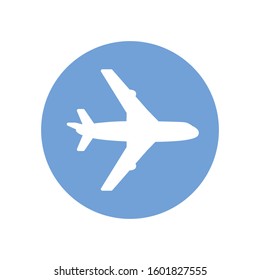 White jet airplane flat icon