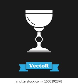 White Jewish goblet icon isolated on black background. Jewish wine cup for kiddush. Kiddush cup for Shabbat.  Vector Illustration