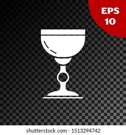 White Jewish goblet icon isolated on transparent dark background. Jewish wine cup for kiddush. Kiddush cup for Shabbat.  Vector Illustration
