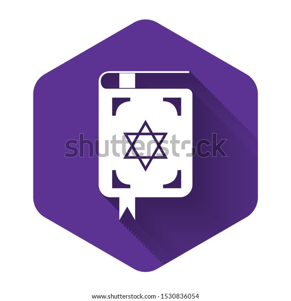 White Jewish Torah Book Icon Isolated Signs Symbols Objects