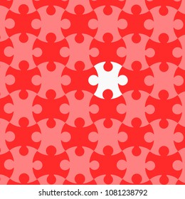 white jigsaw on red jigsaw background ,illustration vector.
