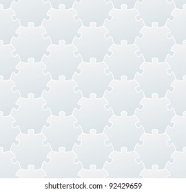 White jigsaw puzzle background (editable seamless pattern)