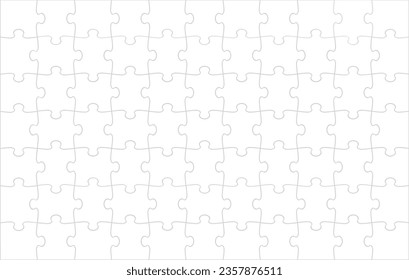 White Jigsaw Puzzle Blank Background Template. Vector Illustration.